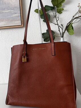 Marc Jacobs Grind Brown Pebbled Leather Tote Bag